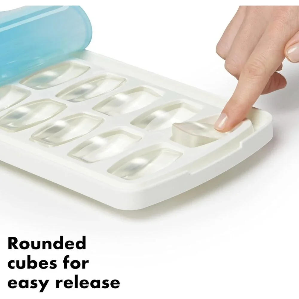 OXO Good Grips Silicone Lid Ice Cube Tray White Blue‎ 14 Cubes Spill Resistant